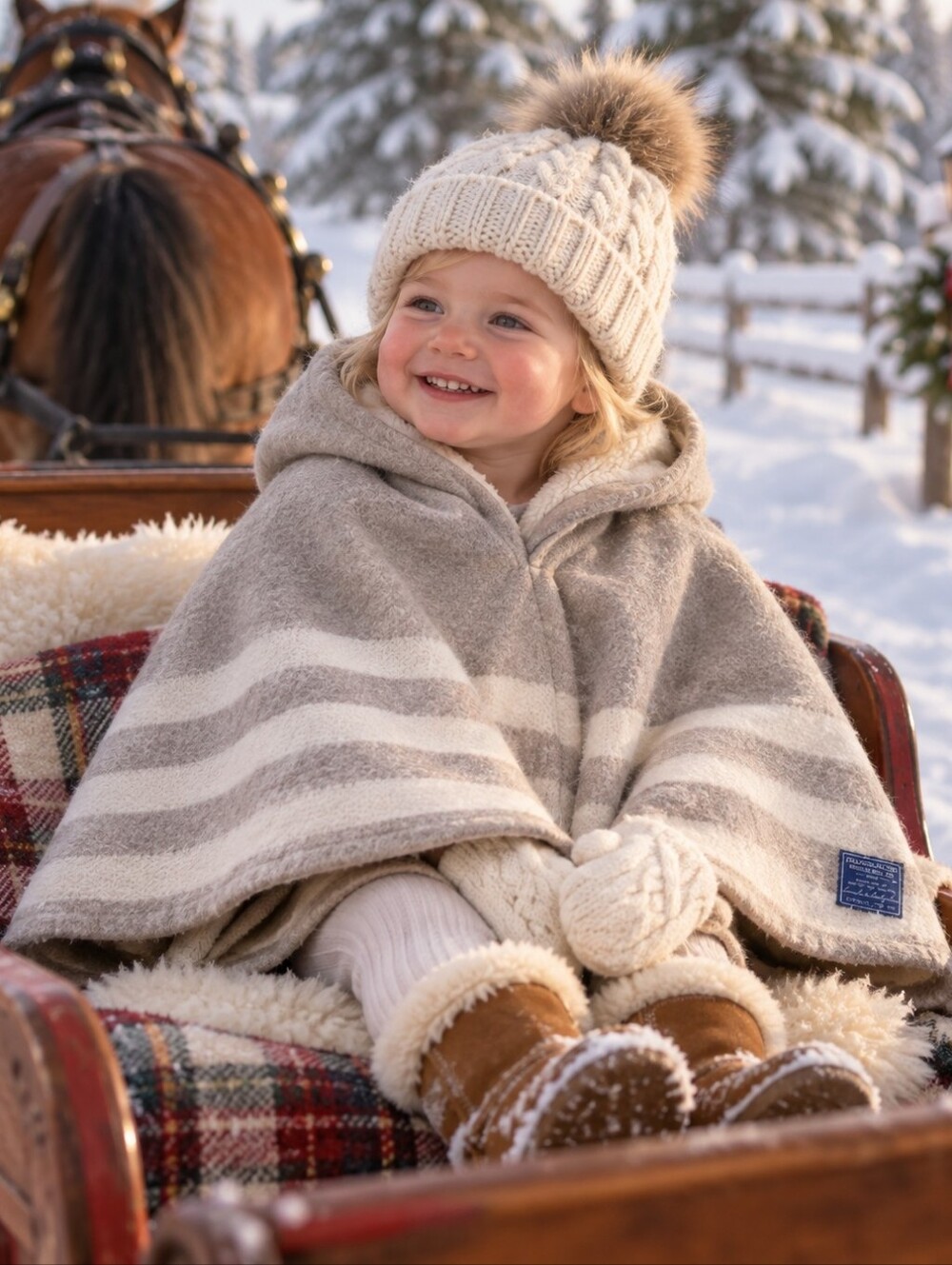 Toddler Woolen Blanket Cape By FARIBAULT WOOLEN MILLS